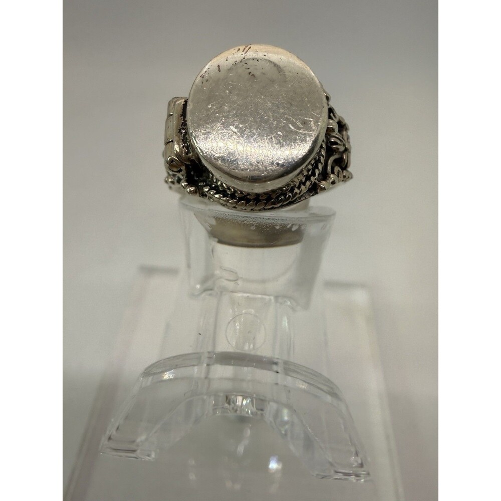 Vintage Sterling Silver Celtic Poison Ring Hinged Lid Statement Ring Size 7.75 - Picture 8 of 13